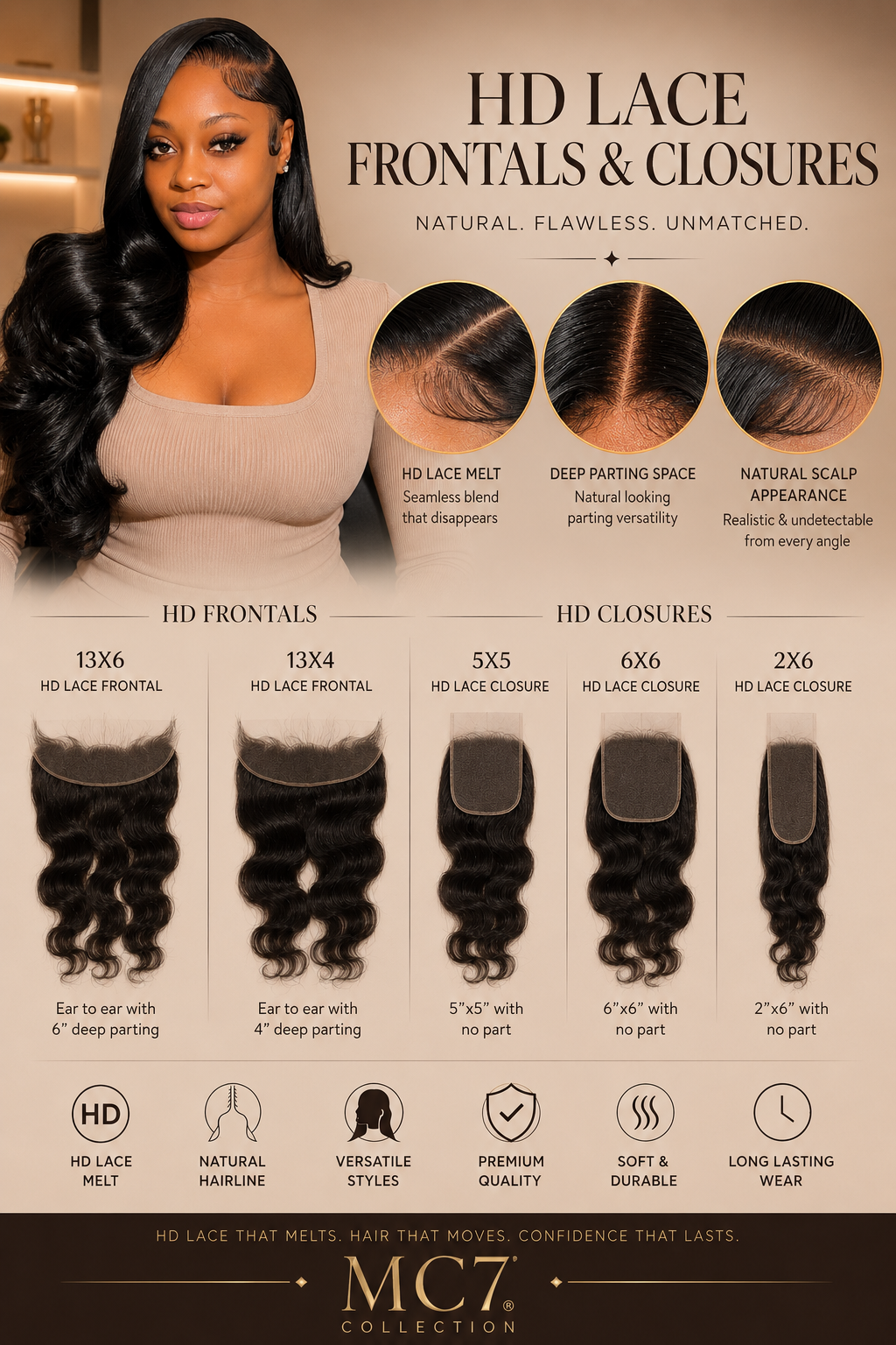 HD LACE CLOSURES NATURAL WAVE 16"